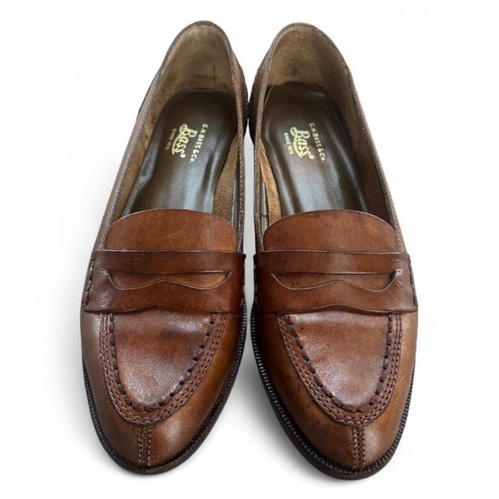 Vintage G.H. Bass & Co. Women's Brown Leather Loafer Flats Penny Keeper Size 8N - Picture 2 of 8